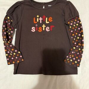 Gymboree Brown 'Little Sister' Polka Dot Long Sleeve Tee